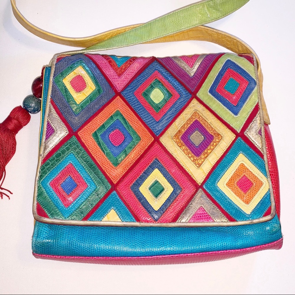 ****SOLD*****Sharif vintage multicolor leather bag - Picture 4 of 8